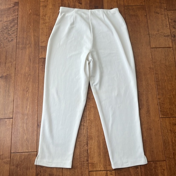 Anthropology Lynn LR Ritchie ribbed Stretch High Rise Cropped White Pants Size L - Picture 3 of 12